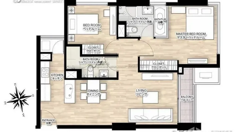 For rent 2 bedrooms condo in Watthana, Bangkok