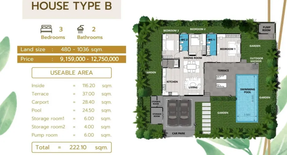 Villa zum Kauf mit 3 Zimmer in Hua Hin, Prachuap Khiri Khan
