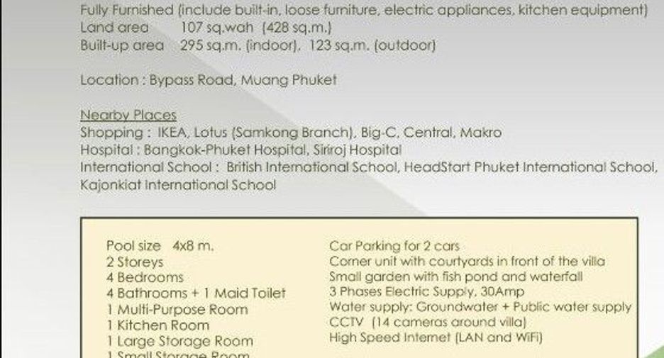 For sale and for rent 4 bedrooms villa in Mueang Phuket, Phuket