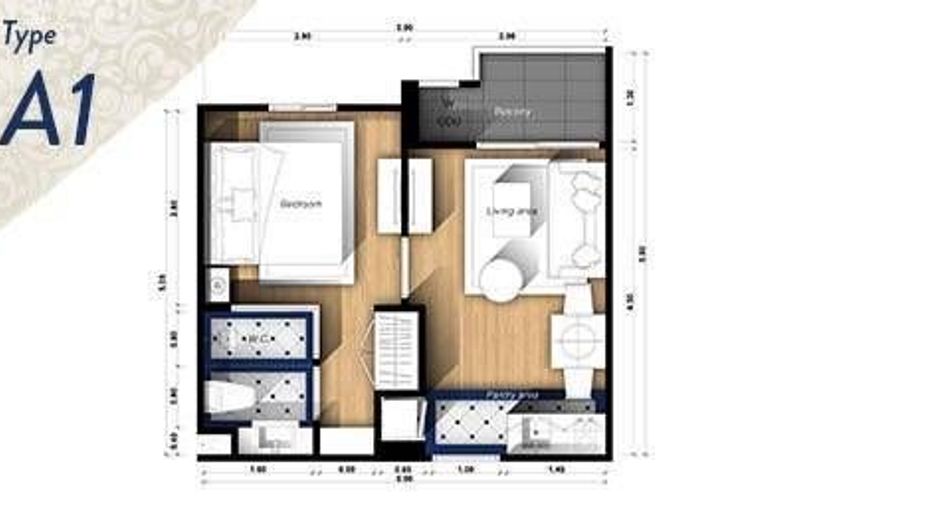 À vendre 1 chambre condo à Bang Lamung, Chonburi