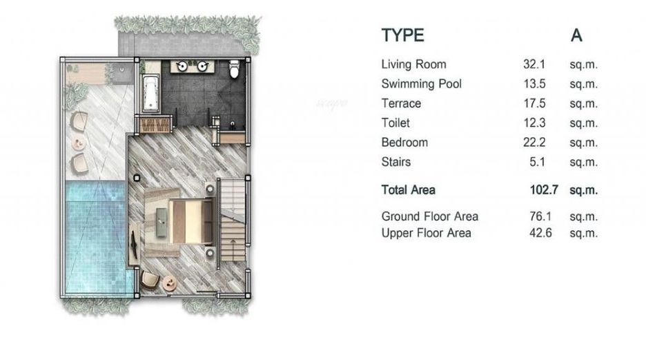 Villa en venta de 1 habitaciones en Thalang, Phuket