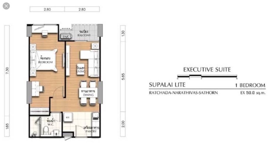 For rent 1 bed condo in Yan Nawa, Bangkok