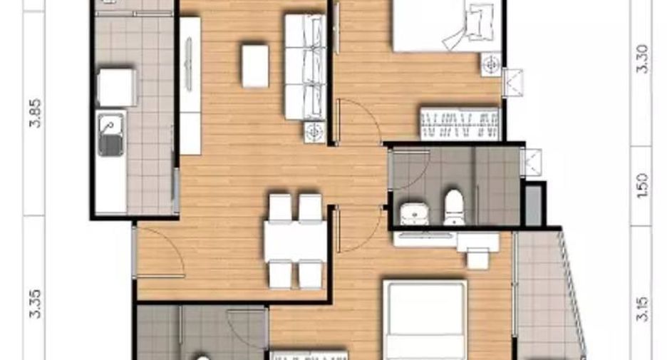 For rent 2 bedrooms condo in Huai Khwang, Bangkok