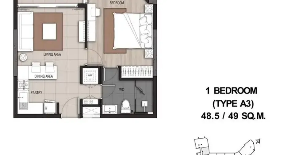 For rent 1 bed condo in Bang Kho Laem, Bangkok