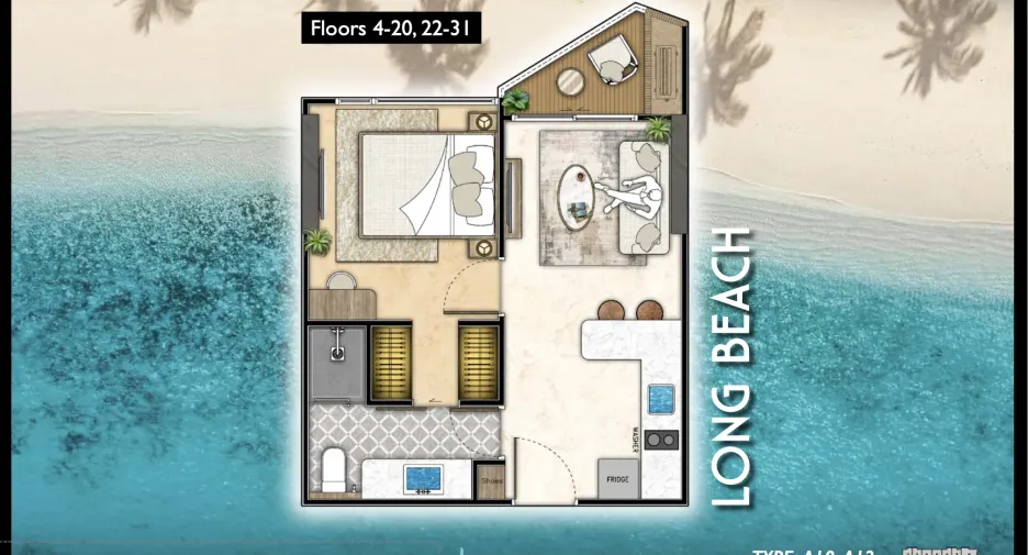 For sale 1 bed condo in Bang Lamung, Chonburi
