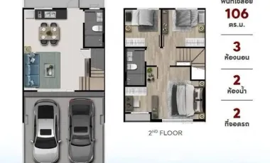 For rent 3 bedrooms townhouse in Bang Phli, Samut Prakan