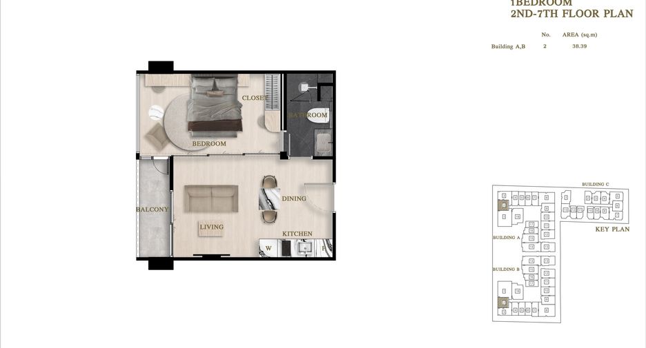 For sale 1 bed condo in Bang Lamung, Chonburi