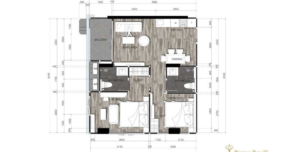 For sale 2 bedrooms condo in Jomtien, Pattaya