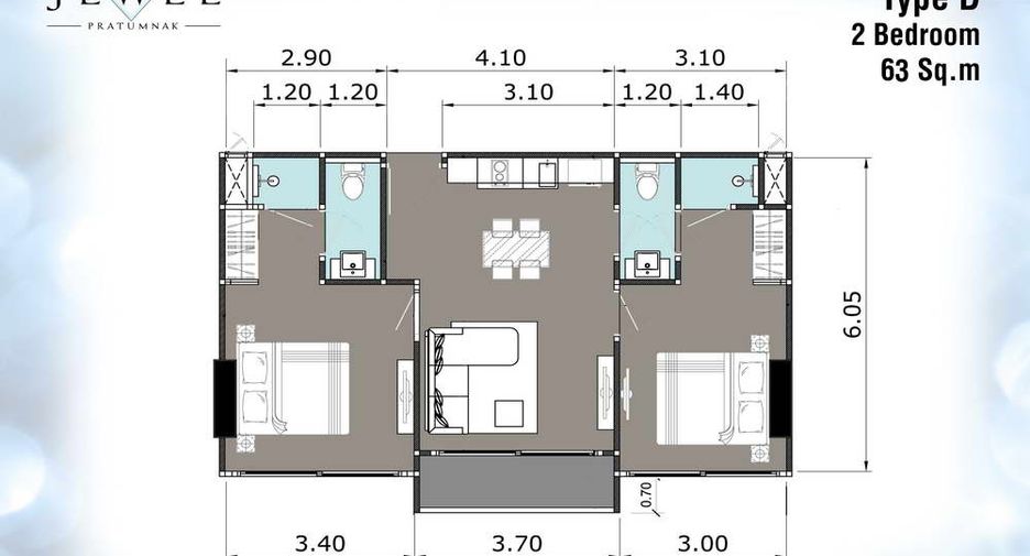 Wohnung zum Kauf mit 2 Zimmer in Pratumnak, Pattaya