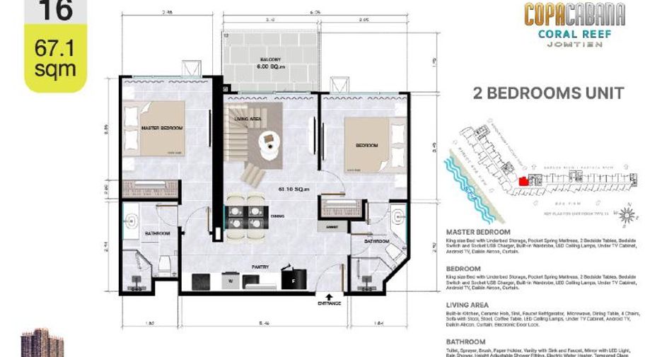 Wohnung zum Kauf mit 2 Zimmer in Jomtien, Pattaya