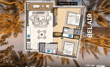 Condo en venta de 2 habitaciones en Jomtien, Pattaya