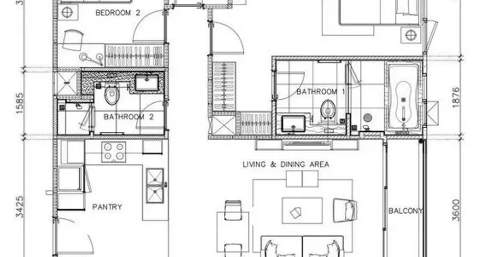 For rent 2 bedrooms condo in Khlong Toei, Bangkok