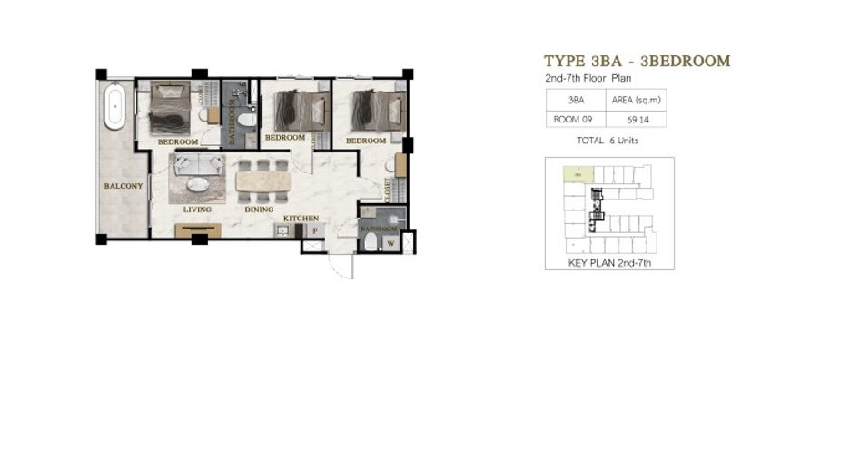 Condo en venta de 3 habitaciones en Bang Lamung, Chonburi