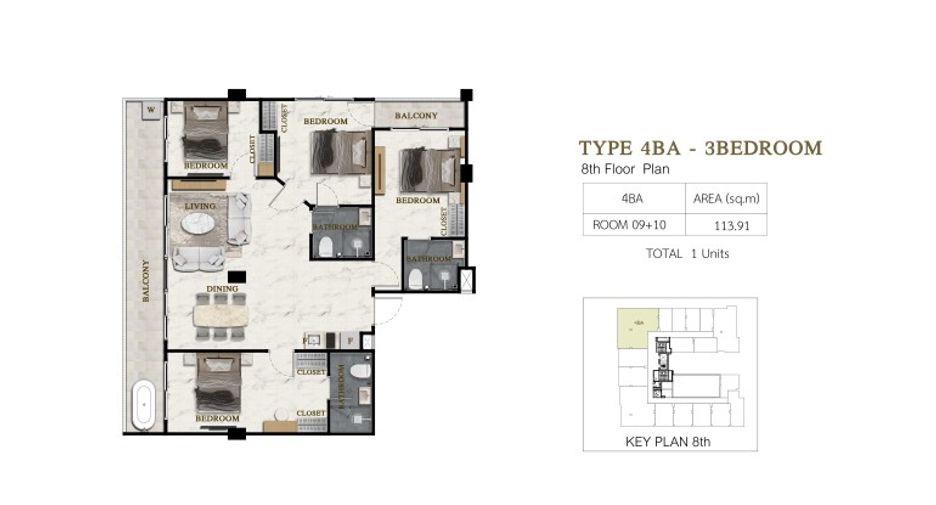Condo en venta de 3 habitaciones en Bang Lamung, Chonburi