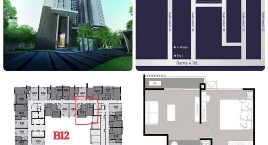 For rent 1 bed condo in Khlong Toei, Bangkok