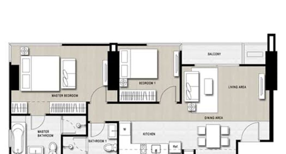 For rent 2 bedrooms condo in Watthana, Bangkok