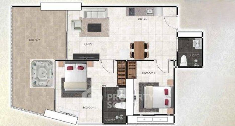 Condo en venta de 2 habitaciones en Bang Lamung, Chonburi