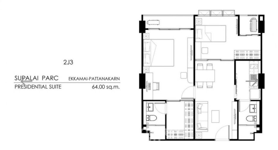 Condo en venta de 2 habitaciones en Suan Luang, Bangkok
