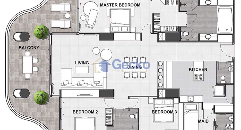 For sale 3 bedrooms condo in Jomtien, Pattaya