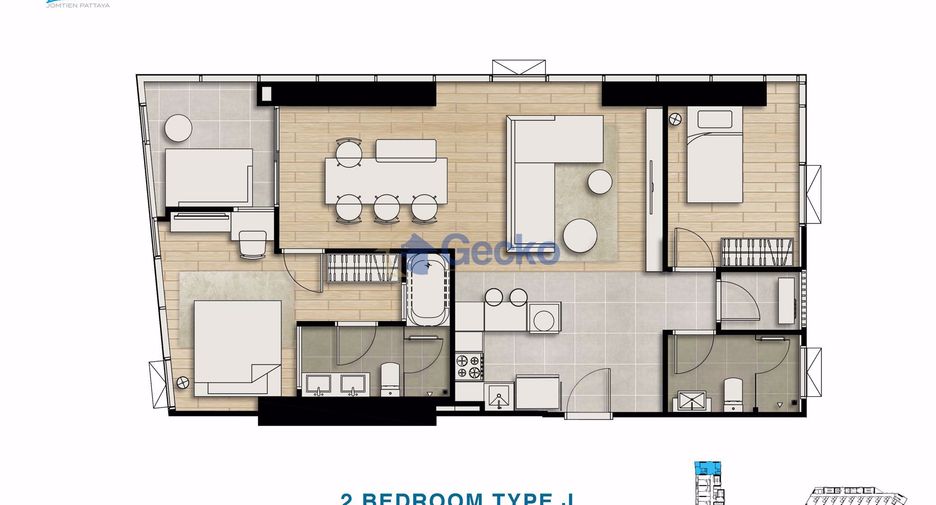 For sale 2 bedrooms condo in Jomtien, Pattaya