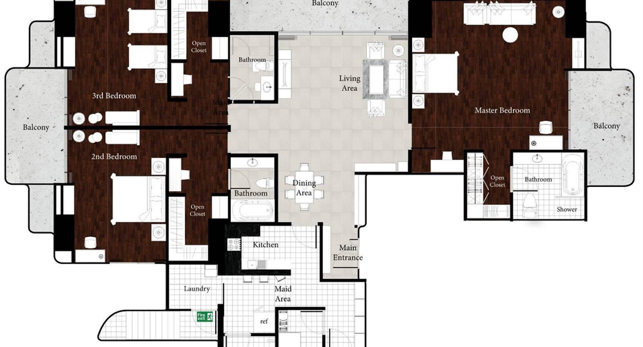For rent 3 bedrooms condo in Watthana, Bangkok