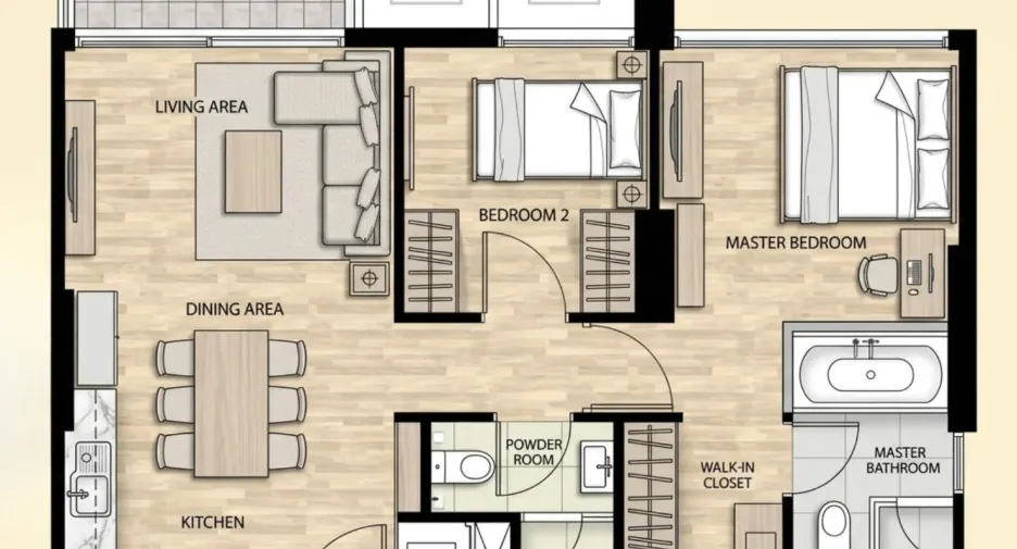 Condo en alquiler de 2 habitaciones en Khlong Toei, Bangkok