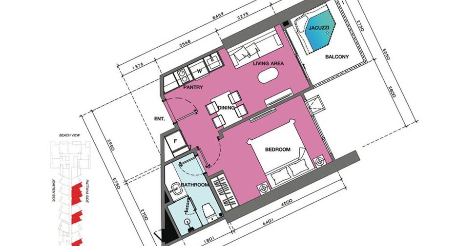 Wohnung zum Kauf mit 1 Zimmer in Jomtien, Pattaya