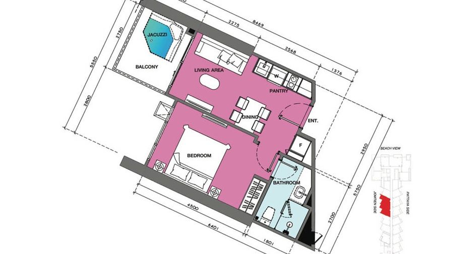 Wohnung zum Kauf mit 1 Zimmer in Jomtien, Pattaya