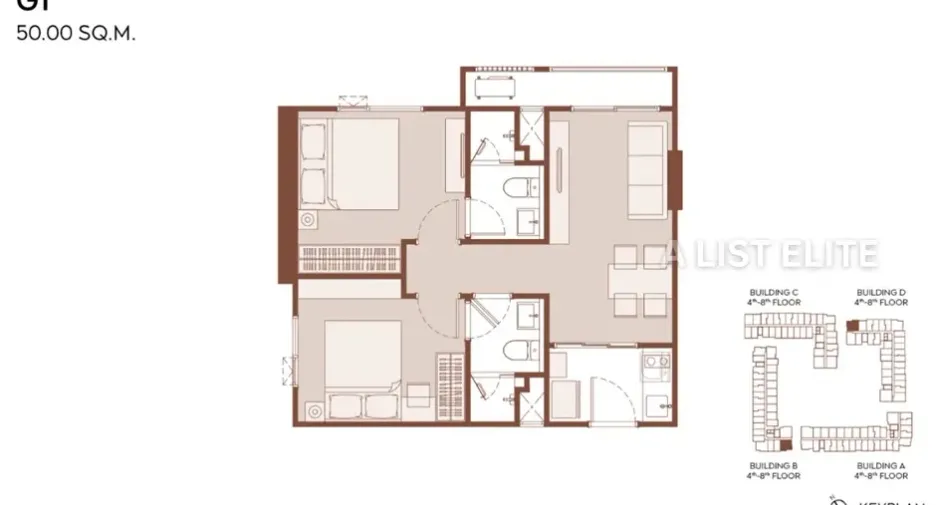For sale 2 bedrooms condo in Huai Khwang, Bangkok