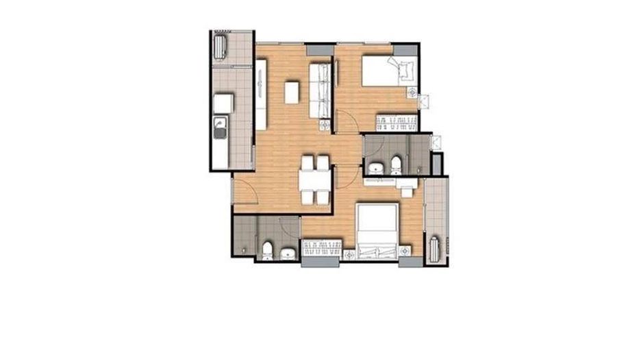 For rent 2 bedrooms condo in Huai Khwang, Bangkok