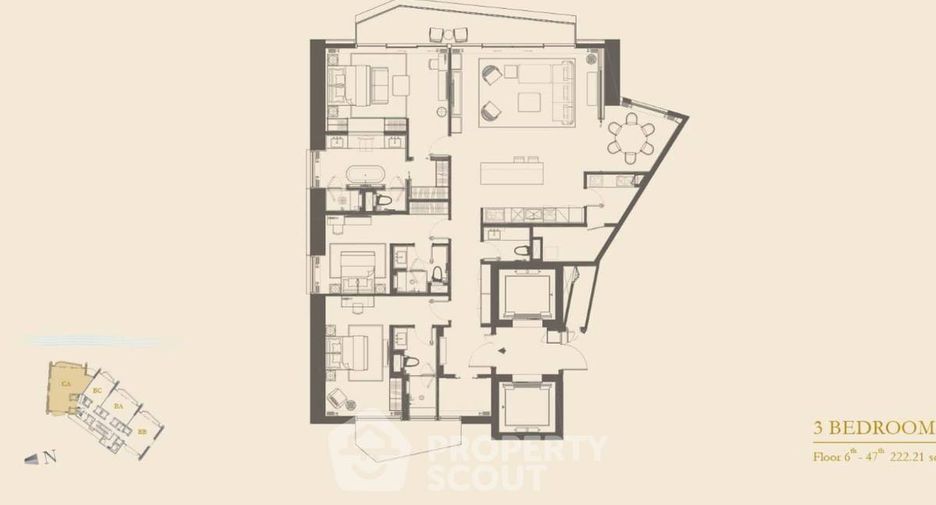 Condo en venta de 3 habitaciones en Khlong San, Bangkok
