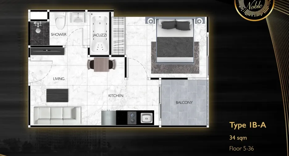 Wohnung zum Kauf mit 1 Zimmer in South Pattaya, Pattaya