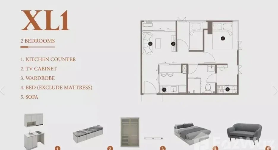 For rent 2 bedrooms condo in Bang Na, Bangkok