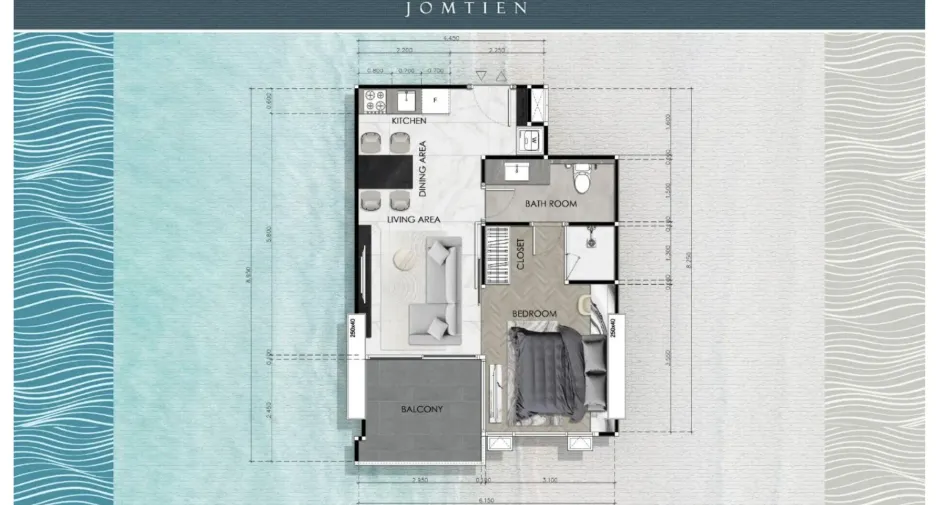 À vendre 1 chambre condo à Jomtien, Pattaya