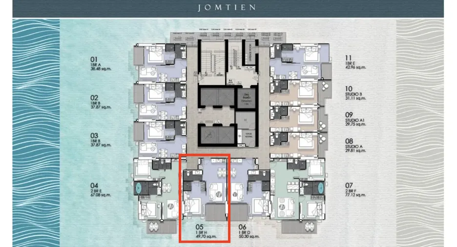 À vendre 1 chambre condo à Jomtien, Pattaya