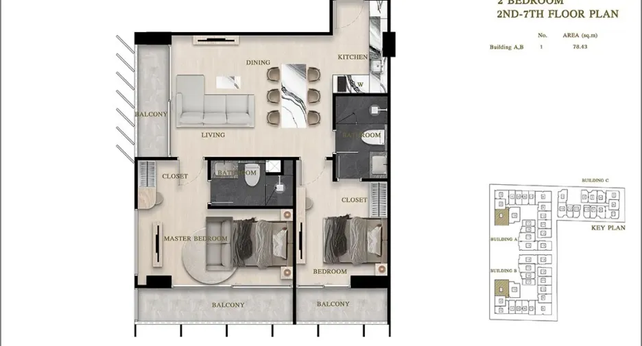 Condo en venta de 2 habitaciones en Bang Lamung, Chonburi