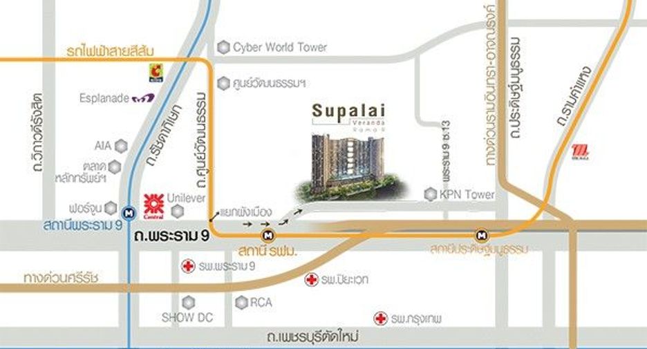 Wohnung zur Miete mit Studio in Huai Khwang, Bangkok