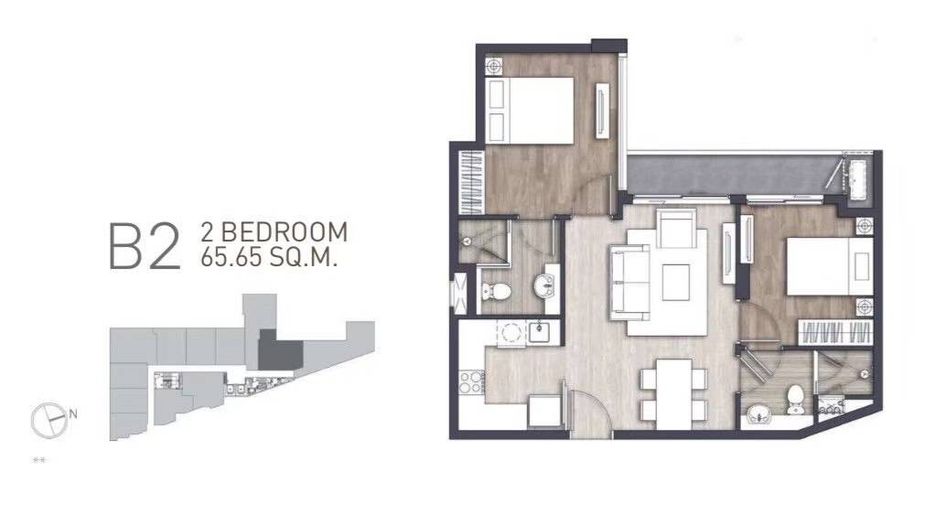 Wohnung zur Miete mit 2 Zimmer in Khlong Toei, Bangkok
