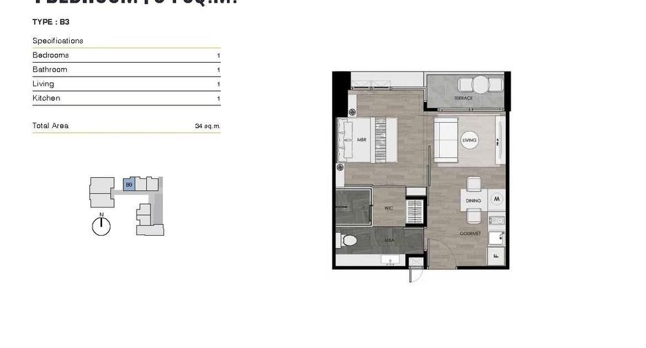 Wohnung zum Kauf mit 1 Zimmer in Bang Lamung, Chonburi
