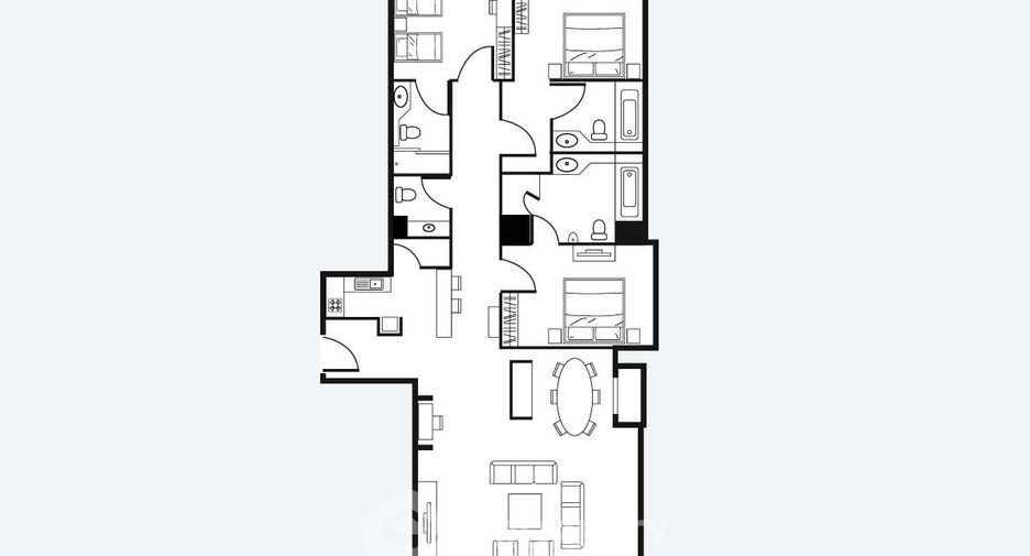 À louer 3 chambres appartement à Khlong Toei, Bangkok
