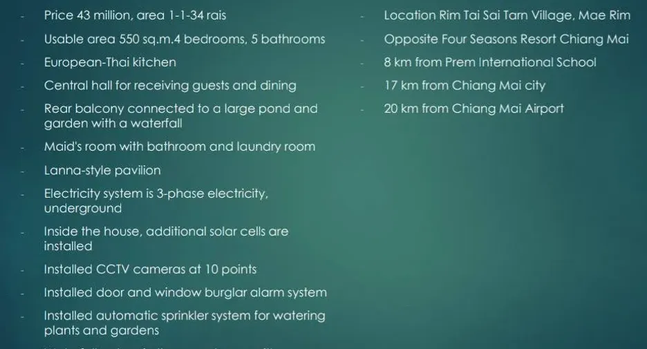ขาย 4 ห้องนอน วิลล่า ใน แม่ริม, เชียงใหม่