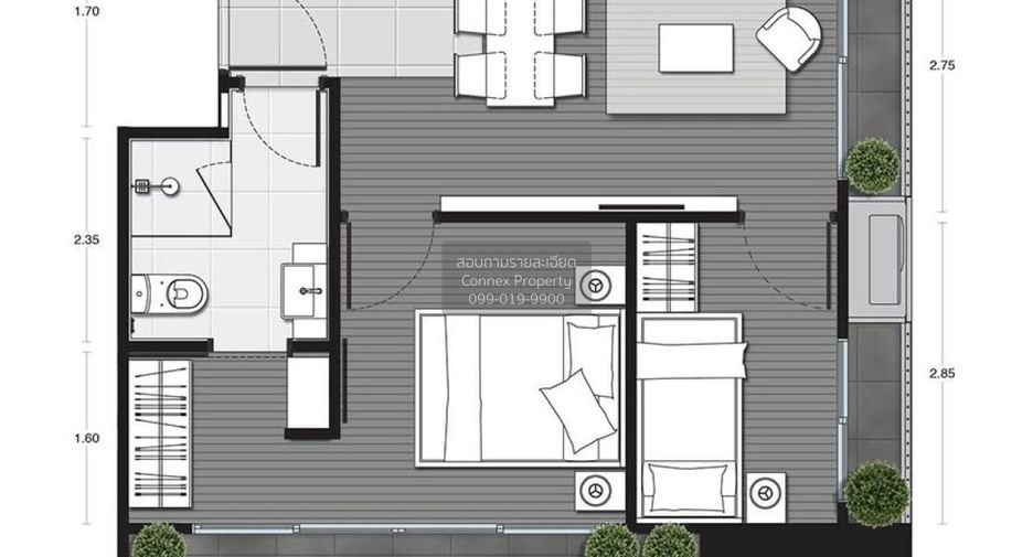 Condo en alquiler de 2 habitaciones en Phaya Thai, Bangkok