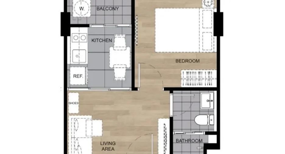 For rent 1 bed condo in Bang Kapi, Bangkok