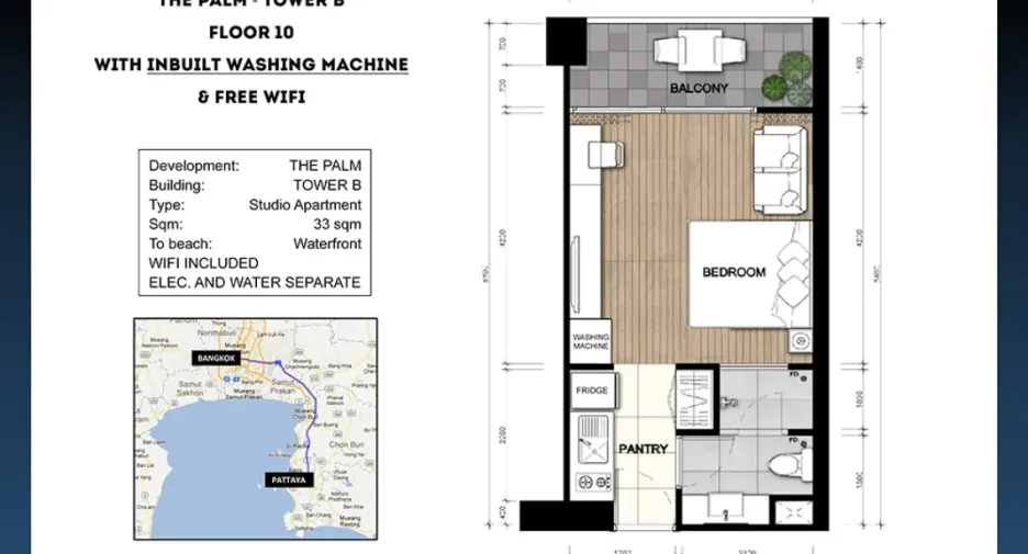 For sale 1 bed condo in Bang Lamung, Chonburi
