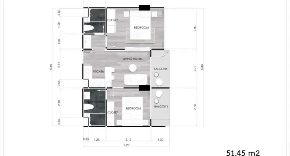 À vendre 2 chambres condo à Na Jomtien, Pattaya