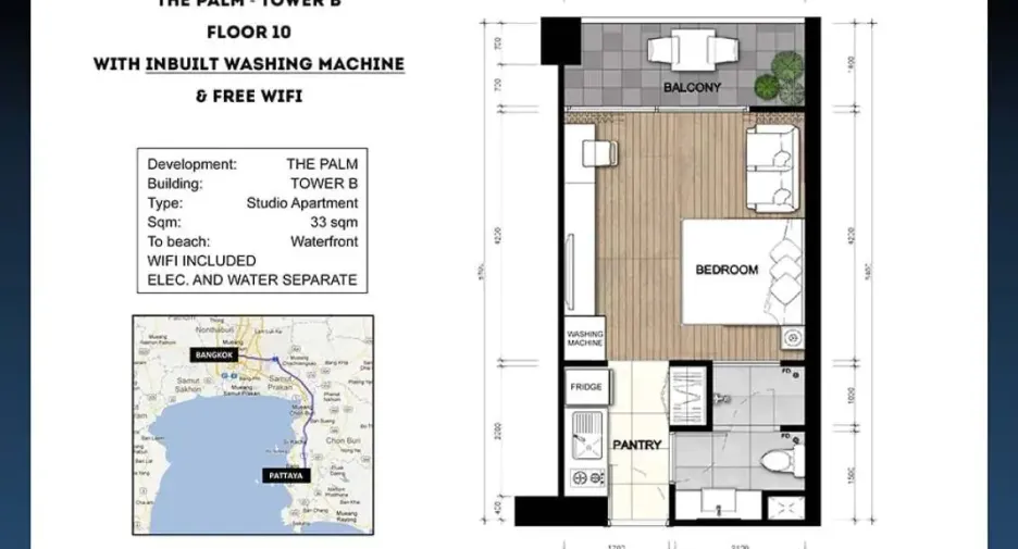 For sale 1 bed condo in Bang Lamung, Chonburi