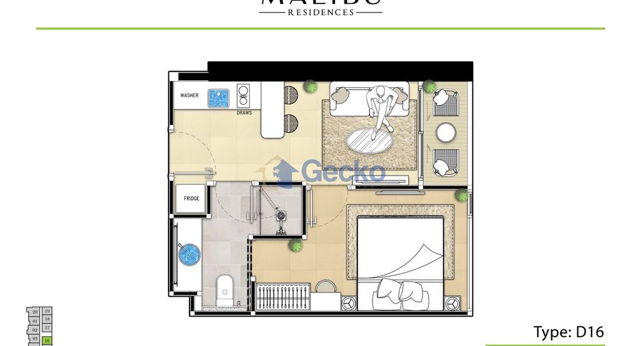 Condo en venta de 1 habitaciones en Bang Lamung, Chonburi