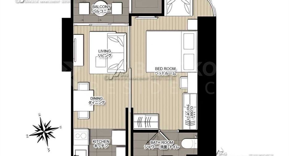 Wohnung zur Miete mit 1 Zimmer in Khlong Toei, Bangkok