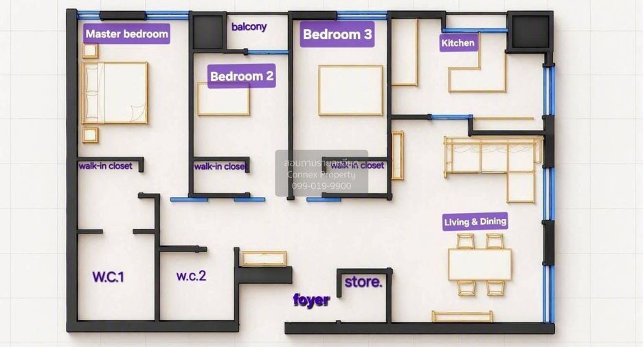 For rent 3 bedrooms condo in Chatuchak, Bangkok