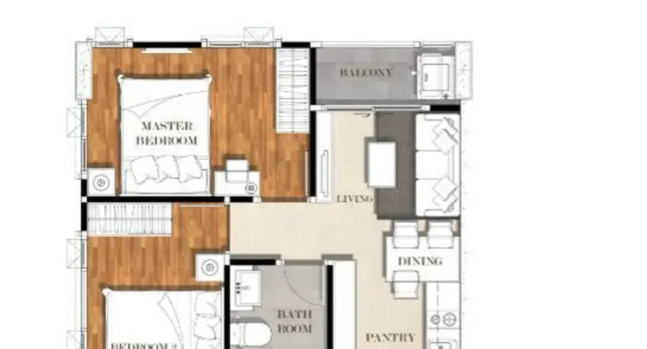 For rent 2 ベッドルーム condo in Phra Khanong, Bangkok